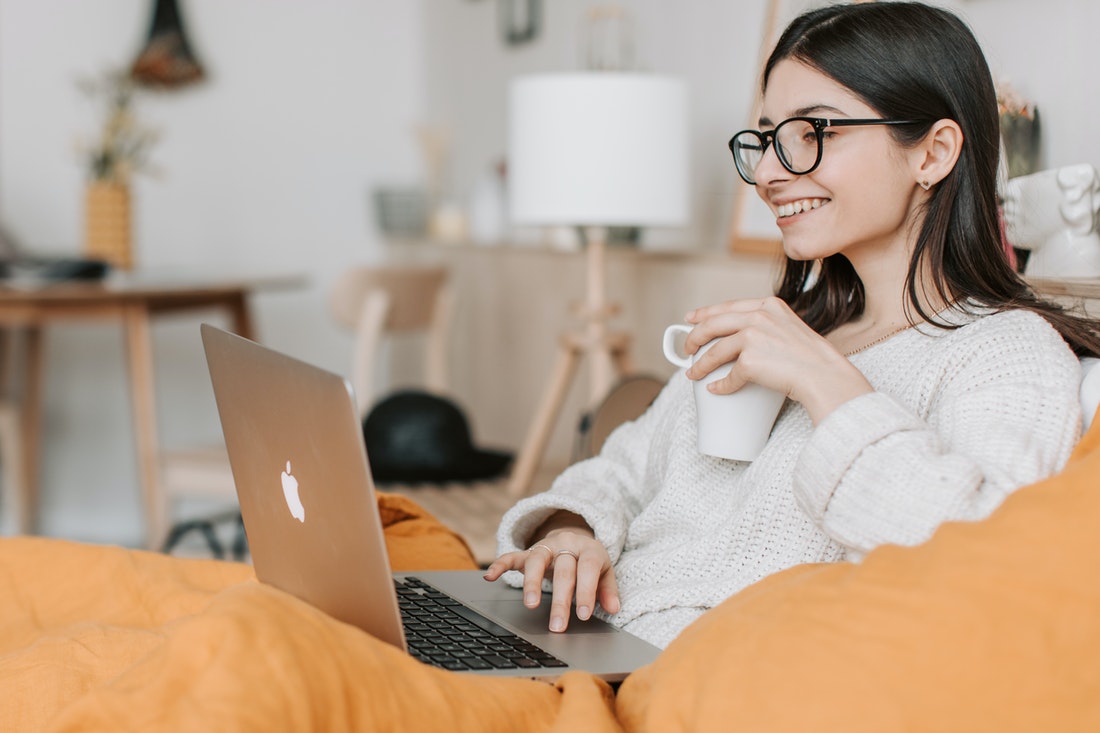 woman using laptop