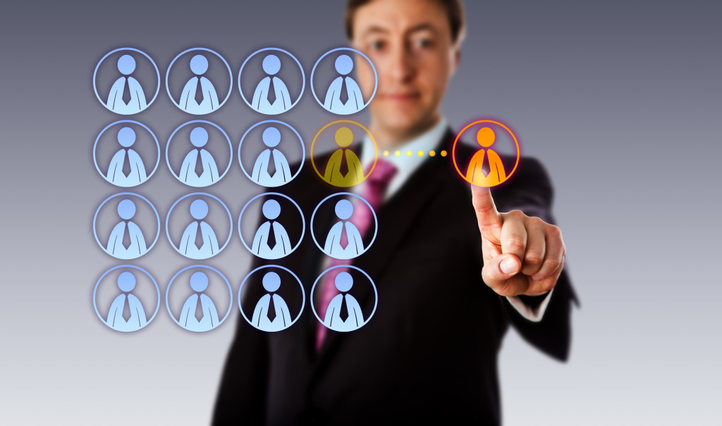 businessman with staff icons