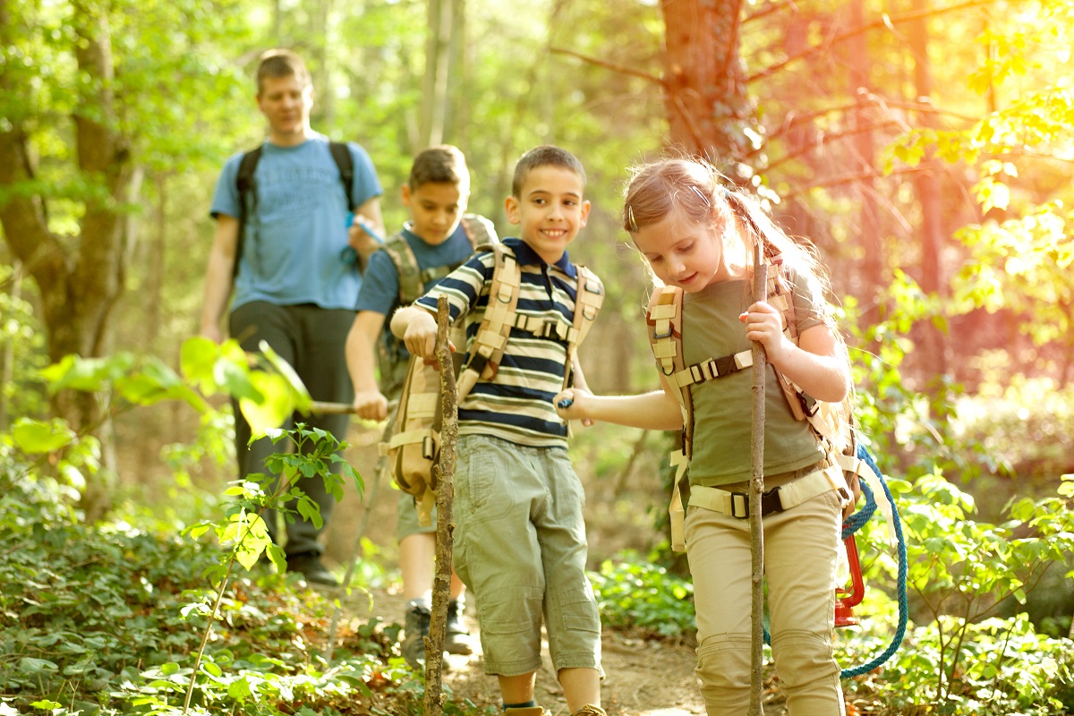 Kids learning basic survival skills