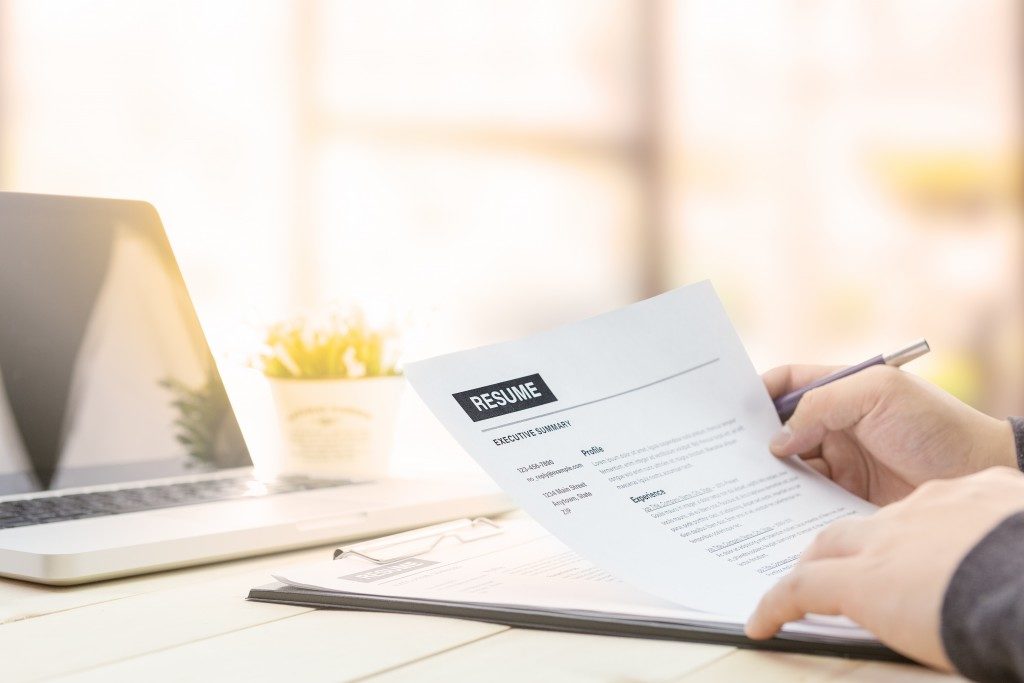Reviewing the resume