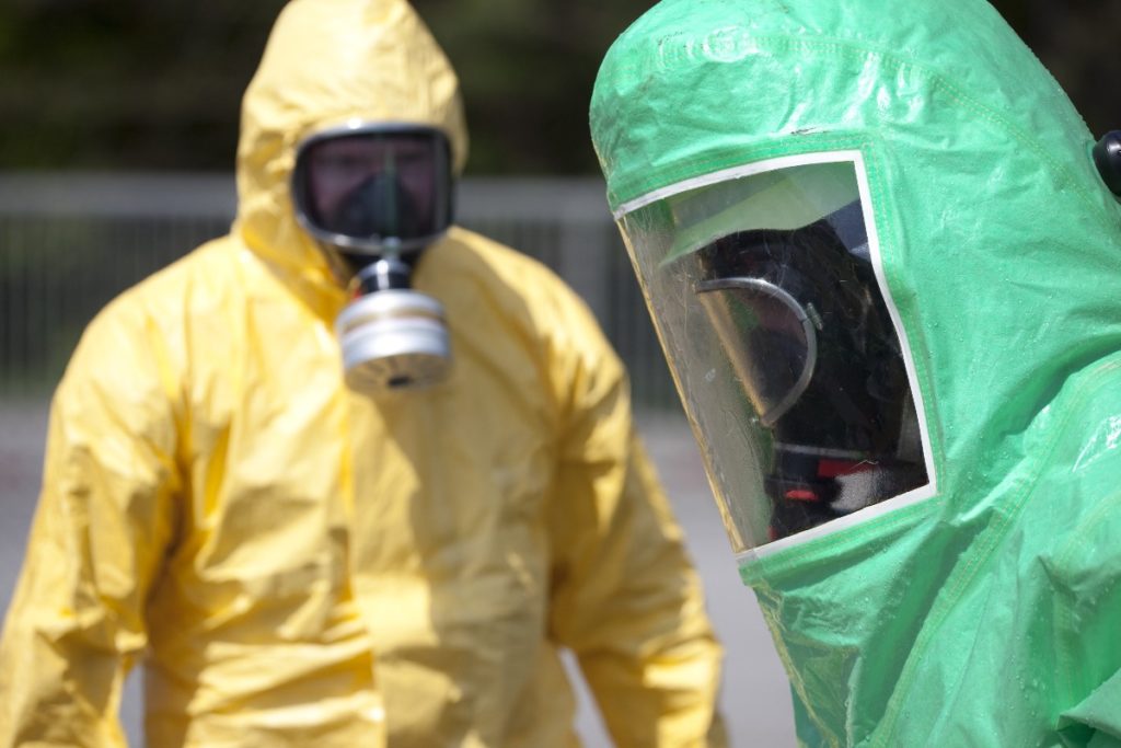 people wearing protective equipment