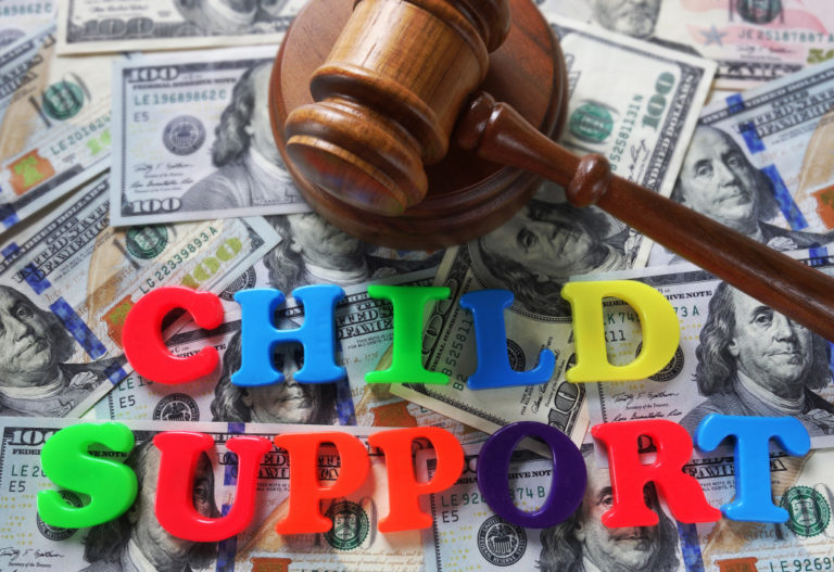 child support in a money background