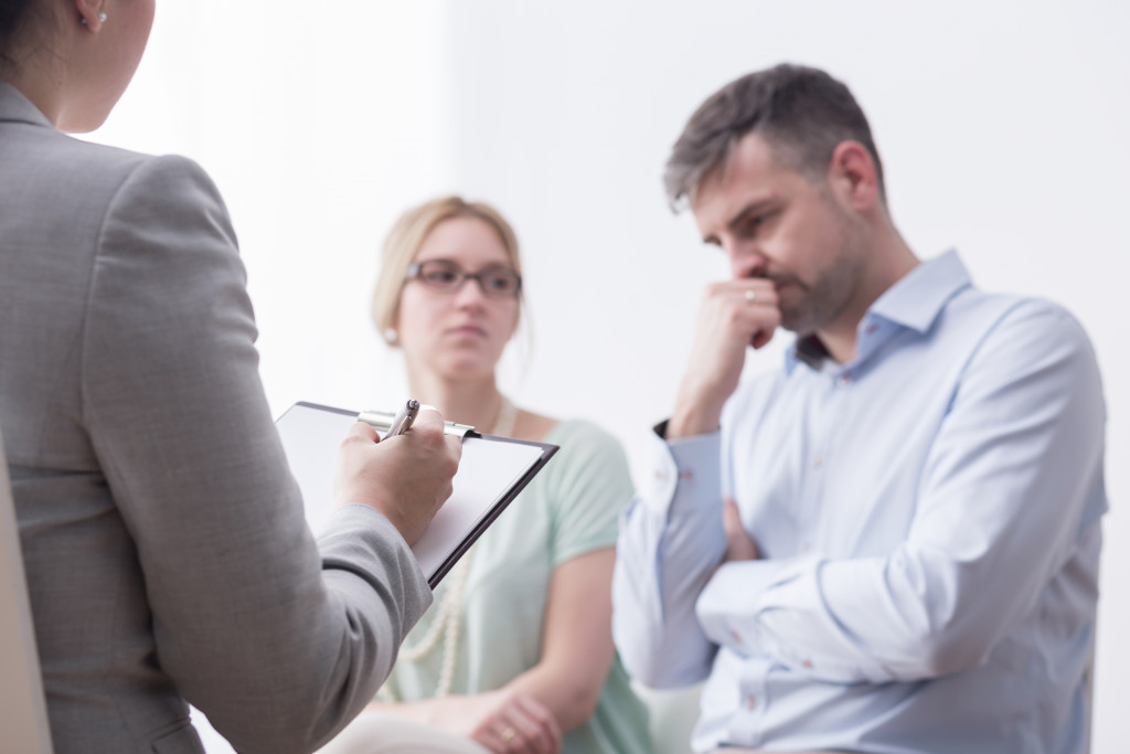 A couple at a counseling session